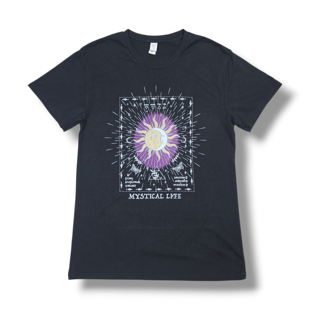 Unbranded Mystical Life Graphic Print Black T-Shirt‎ Women's M